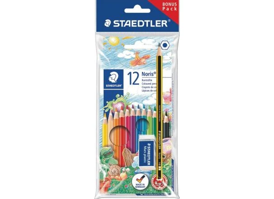 Staedtler 12 Colors Pencils In Assorted Colors+Pencil+Eraser
